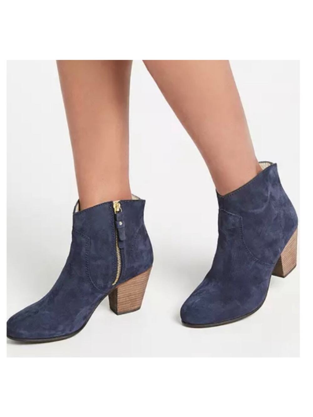 Boden Blue Suede Stack Heel Bootie Sz.38(US 7)